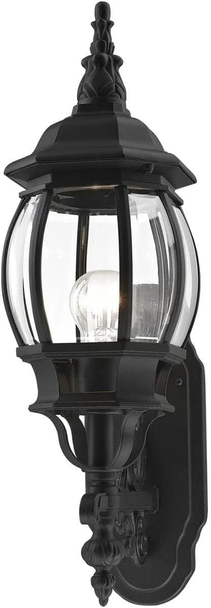 Livex Lighting 7520-04 Outdoor Wall Lantern with Clear Beveled Glass Shades, Black, 21" x 7" x 21"