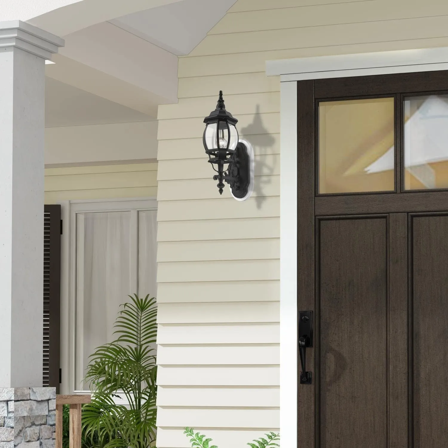 Livex Lighting 7520-04 Outdoor Wall Lantern with Clear Beveled Glass Shades, Black, 21" x 7" x 21"