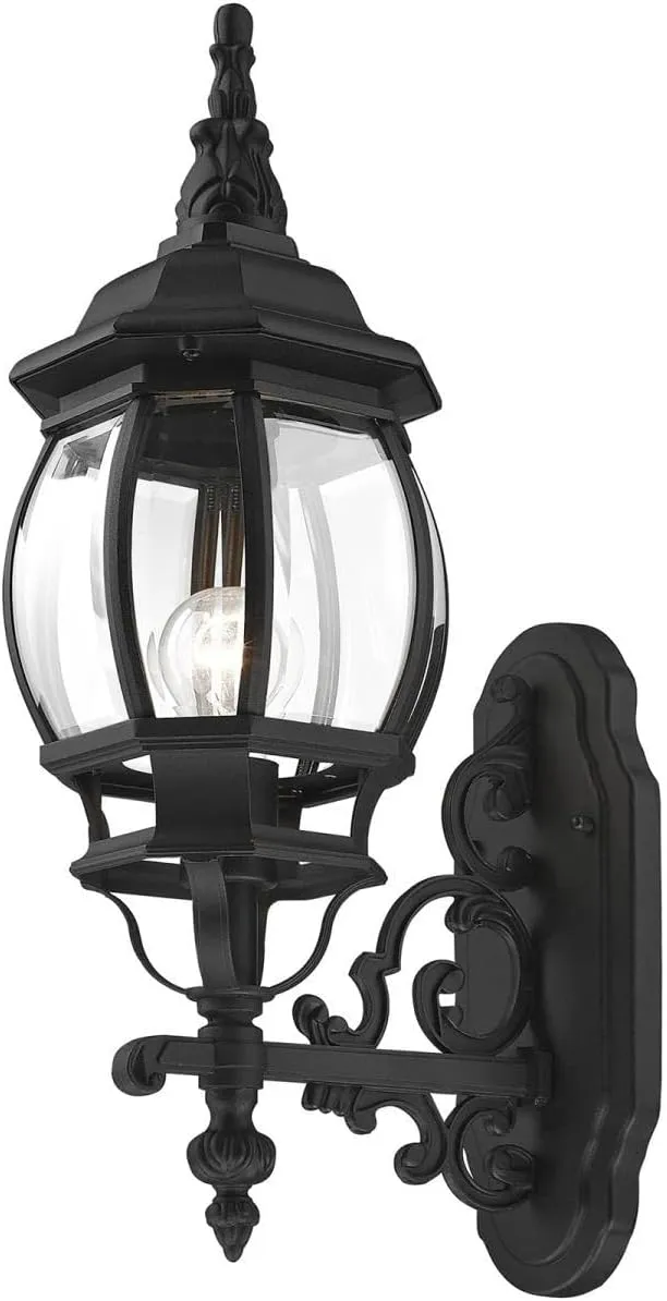 Livex Lighting 7520-04 Outdoor Wall Lantern with Clear Beveled Glass Shades, Black, 21" x 7" x 21"