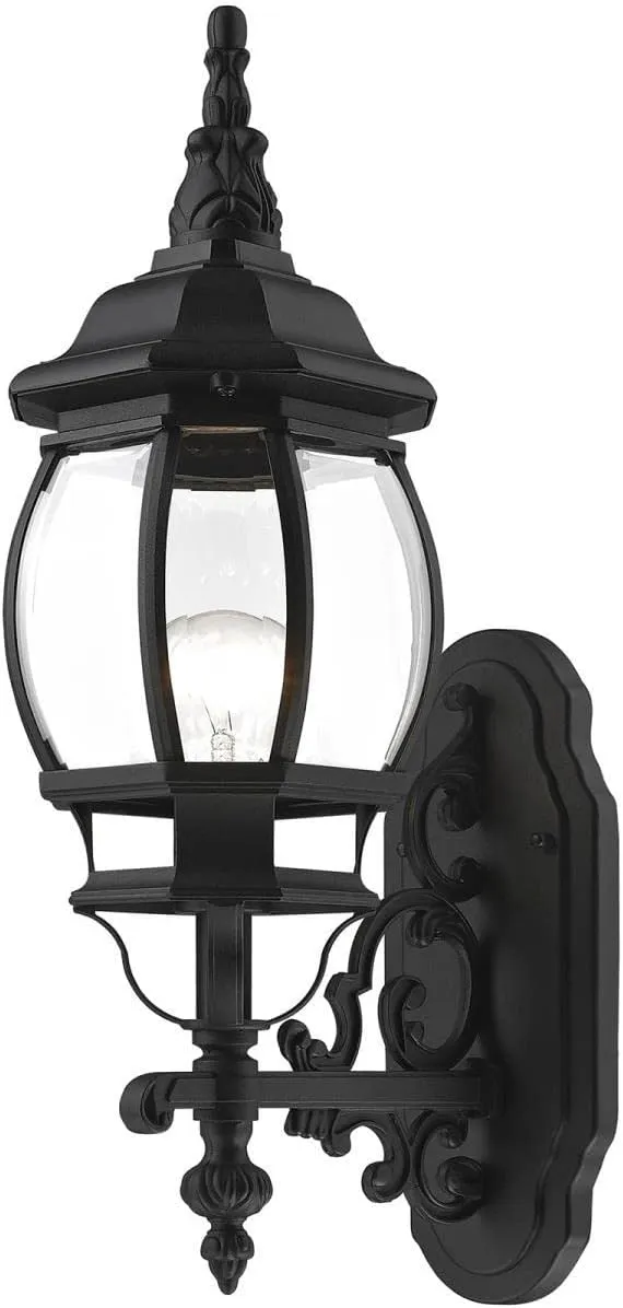 Livex Lighting 7520-04 Outdoor Wall Lantern with Clear Beveled Glass Shades, Black, 21" x 7" x 21"