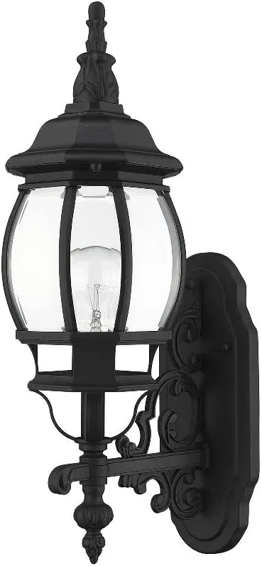 Livex Lighting 7520-13 Frontenac Traditional 1-Light Outdoor Wall Lantern with Clear Beveled Glass Shades, 21" x 7" x 21", White