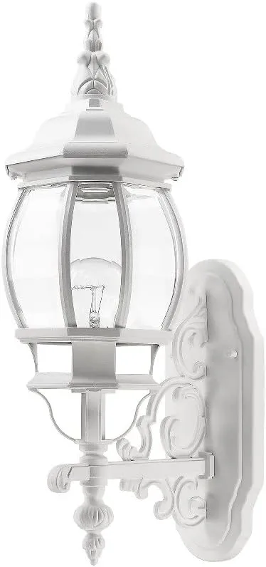 Livex Lighting 7520-13 Frontenac Traditional 1-Light Outdoor Wall Lantern with Clear Beveled Glass Shades, 21" x 7" x 21", White