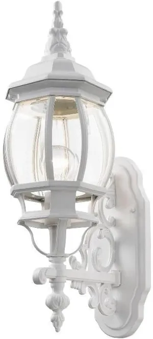 Livex Lighting 7520-13 Frontenac Traditional 1-Light Outdoor Wall Lantern with Clear Beveled Glass Shades, 21" x 7" x 21", White
