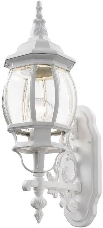Livex Lighting 7520-13 Frontenac Traditional 1-Light Outdoor Wall Lantern with Clear Beveled Glass Shades, 21" x 7" x 21", White