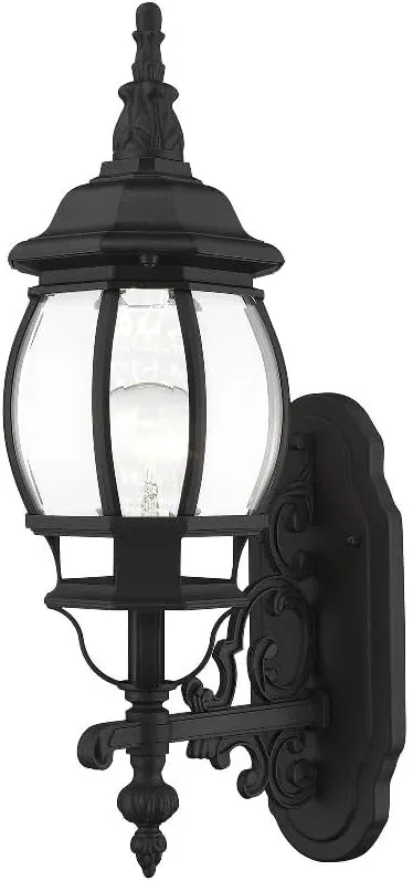Livex Lighting 7520-13 Frontenac Traditional 1-Light Outdoor Wall Lantern with Clear Beveled Glass Shades, 21" x 7" x 21", White