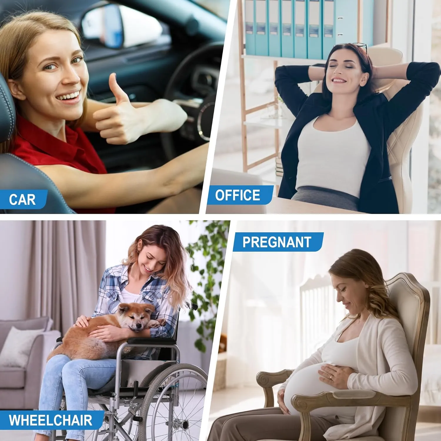 Lumbar Support Pillow for Car, Memory Foam Lumbar Pillow for Lower Back Pain Relief - Back Cushion for Driving, Chair Support for Car-Office Chair, Wheelchair - 4D Mesh Brown