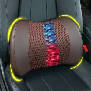 Lumbar Support Pillow for Car, Memory Foam Lumbar Pillow for Lower Back Pain Relief - Back Cushion for Driving, Chair Support for Car-Office Chair, Wheelchair - 4D Mesh Brown