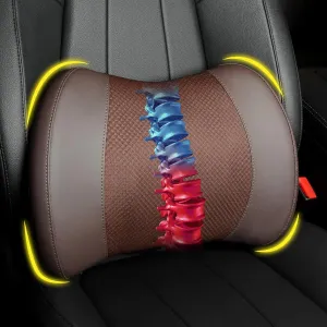 Lumbar Support Pillow for Car, Memory Foam Lumbar Pillow for Lower Back Pain Relief - Back Cushion for Driving, Chair Support for Car-Office Chair, Wheelchair - Brown