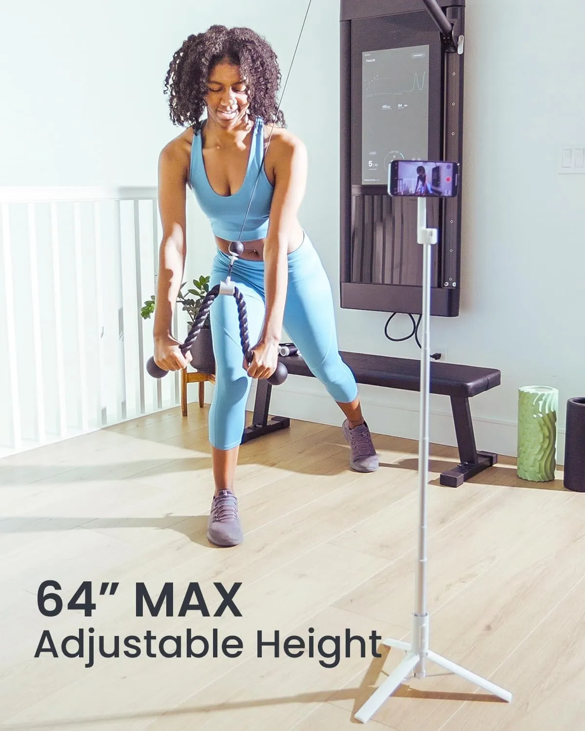 Magnetic Selfie Stick Tripod for iPhone, 64” Phone Tripod for Magsafe, Travel Phone Stand with Remote for iPhone 16 Pro Max