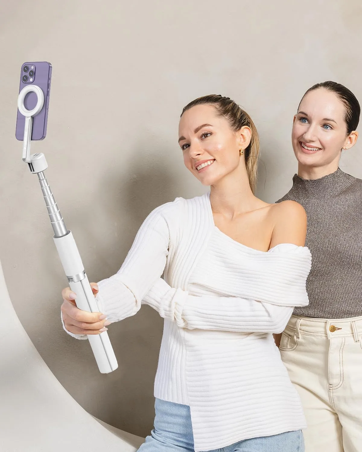 Magnetic Selfie Stick Tripod for iPhone, 64” Phone Tripod for Magsafe, Travel Phone Stand with Remote for iPhone 16 Pro Max