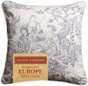 Maison d' Hermine Decorative Pillow Covers 18 x 18 Inch Square 100% Cotton Throw Pillow Covers with Invisible Zipper for Living Room Couch, Chair, Sofas, Bedroom, Home (The Miller - Paloma Grey)