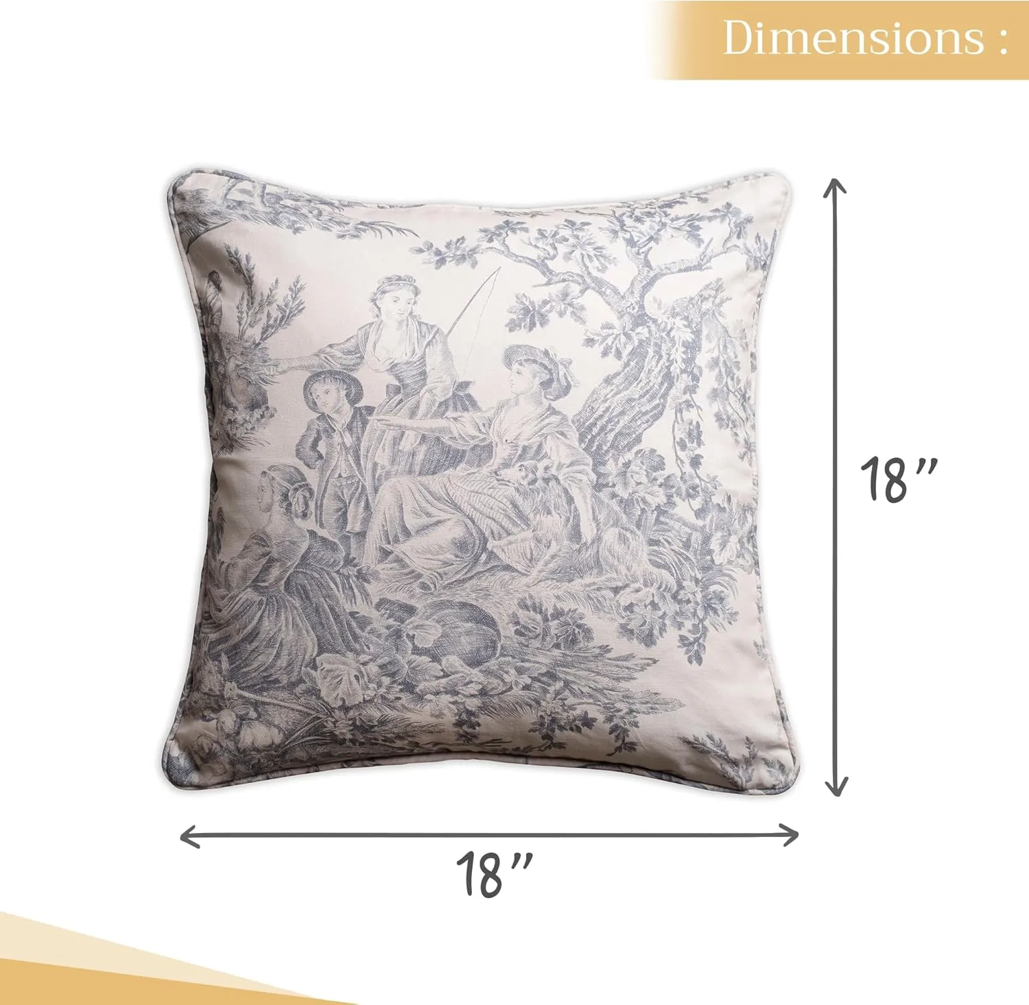 Maison d' Hermine Decorative Pillow Covers 18 x 18 Inch Square 100% Cotton Throw Pillow Covers with Invisible Zipper for Living Room Couch, Chair, Sofas, Bedroom, Home (The Miller - Paloma Grey)