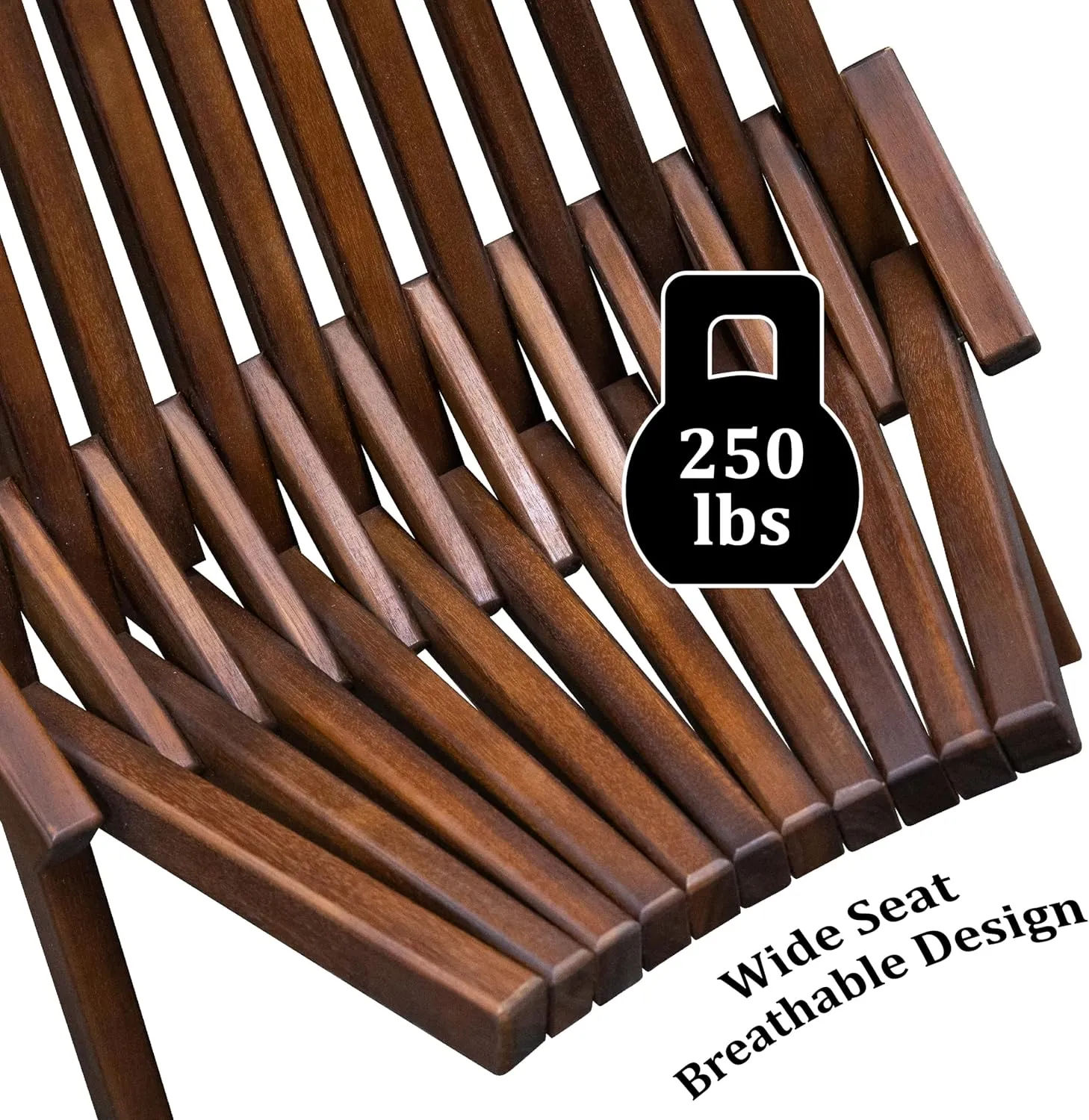 Melino Wooden Folding Chair for Outdoor - Low Profile Acacia Wood Lounge Chair with FSC Certified - Fully Assembled Outdoor Foldable Chairs for Patio, Porch, Pool Deck, Lawn, Garden - Espresso