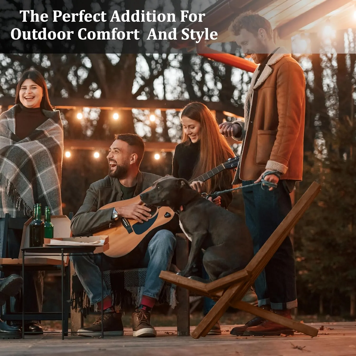 Melino Wooden Folding Chair for Outdoor - Low Profile Acacia Wood Lounge Chair with FSC Certified - Fully Assembled Outdoor Foldable Chairs for Patio, Porch, Pool Deck, Lawn, Garden - Espresso