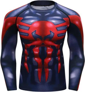 Men Cool Dry 3D Digital Printing Compression Long Sleeve Base Layer Shirts, Sports& Fitness Tee