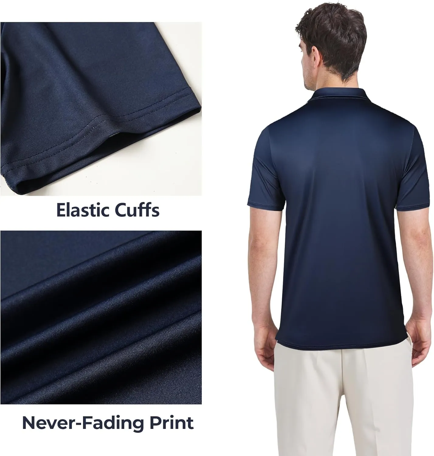 Men's Golf Shirts-Moisture Wicking Dry Fit Performance Recycled Polo Short Sleeve for Bussiness Casual Tennis
