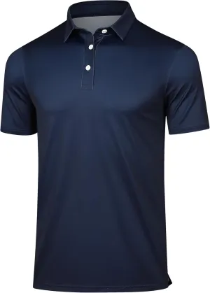 Men's Golf Shirts-Moisture Wicking Dry Fit Performance Recycled Polo Short Sleeve for Bussiness Casual Tennis