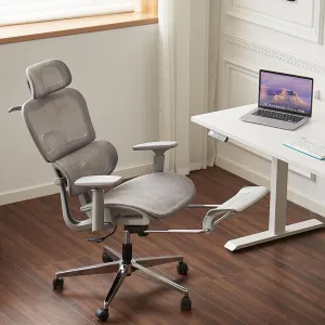 Mesh Ergonomic Home Office Chair with Footrest,Big and Tall,High Back Gaming Chair,Comfortable Lumbar Support, Ajustable 3D Armrest & 2D Headrest(Grey)