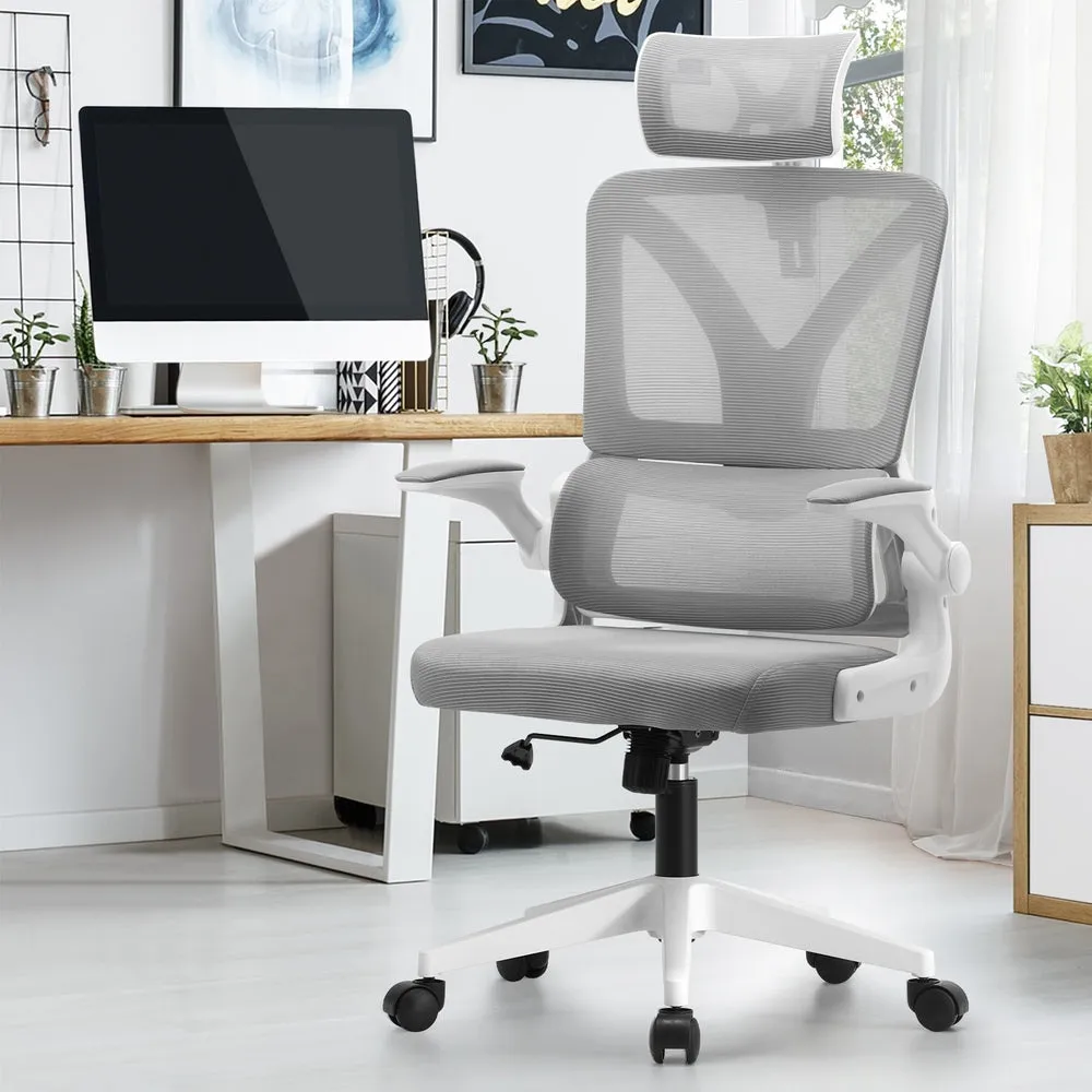 Mesh Office Chair D-Shape Back Support White&Black