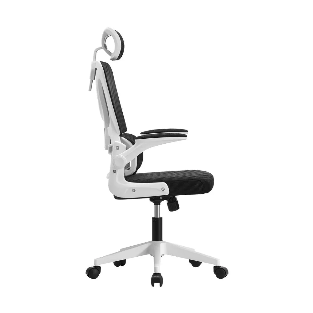 Mesh Office Chair D-Shape Back Support White&Black