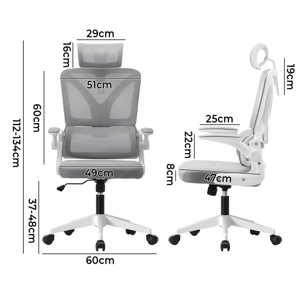 Mesh Office Chair D-Shape Back Support White&Black