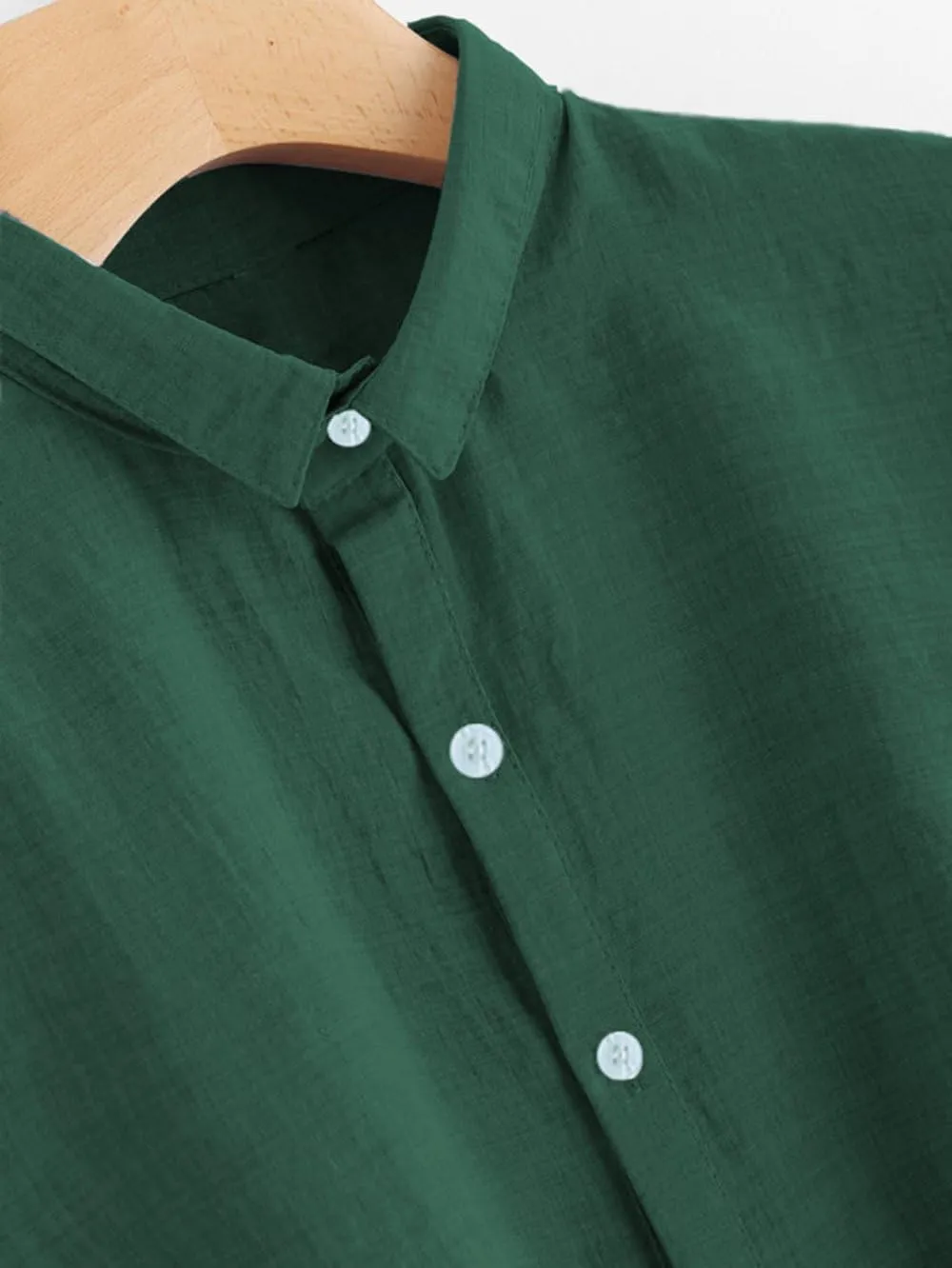 Milumia Women's Collar Lantern Short Sleeve Pleated Hem Button Down Work Blouse Shirt Top