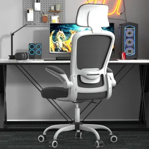 Mimoglad Office Chair, Comfy Desk Chair - High Back Ergonomic Computer Chair with Adjustable Lumbar Support & Headrest, Flip-up Armrests for Guitar Playing, Swivel Task Chair for Home Office