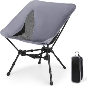 MINGPINHUIUS Lightweight Folding Chair for Camping: Ultra Light Height Adjustable Camp Chair Outdoor Adventures Bilateral Breathable Mesh Structure for Hiking Mountaineering Beach (Gray)