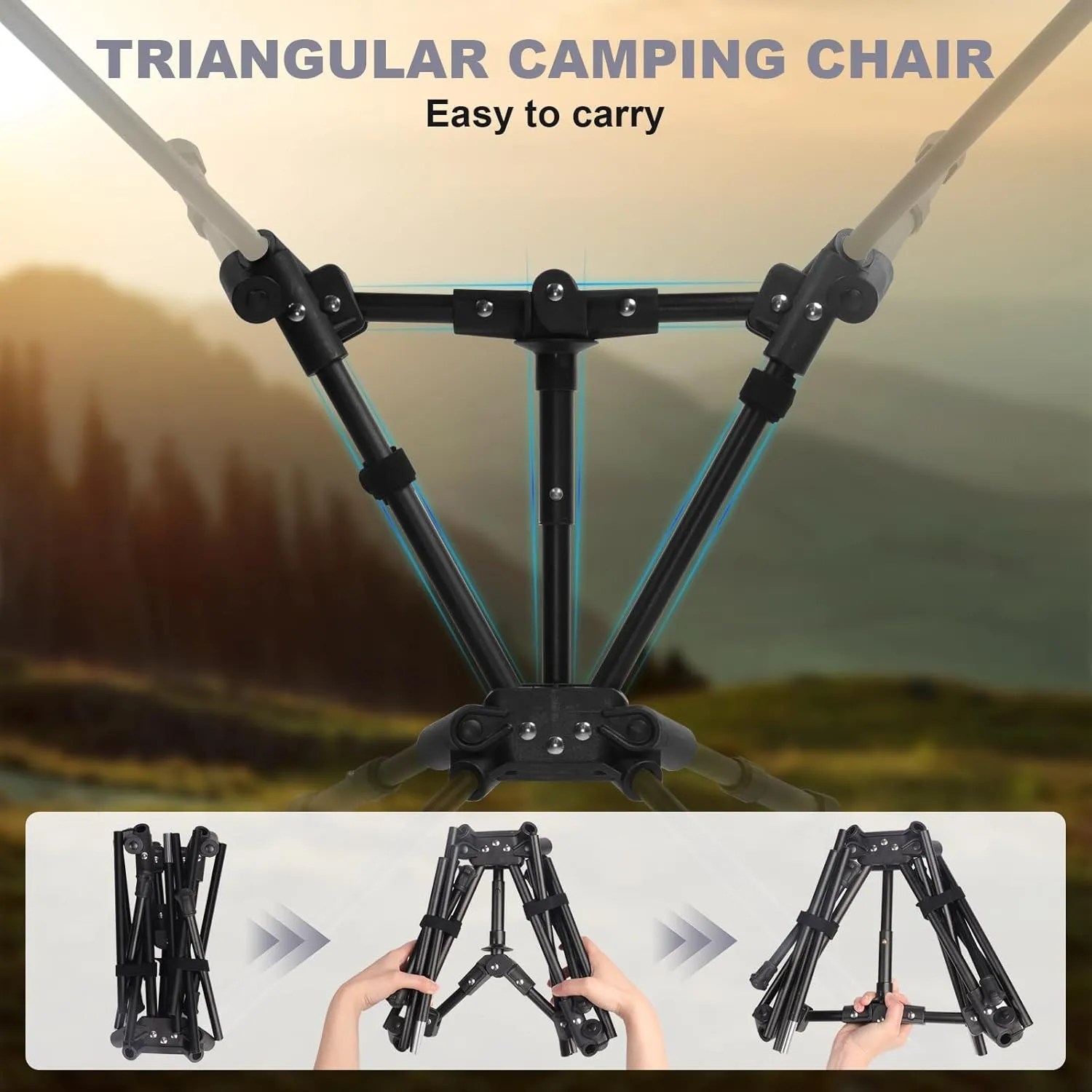 MINGPINHUIUS Lightweight Folding Chair for Camping: Ultra Light Height Adjustable Camp Chair Outdoor Adventures Bilateral Breathable Mesh Structure for Hiking Mountaineering Beach (Gray)