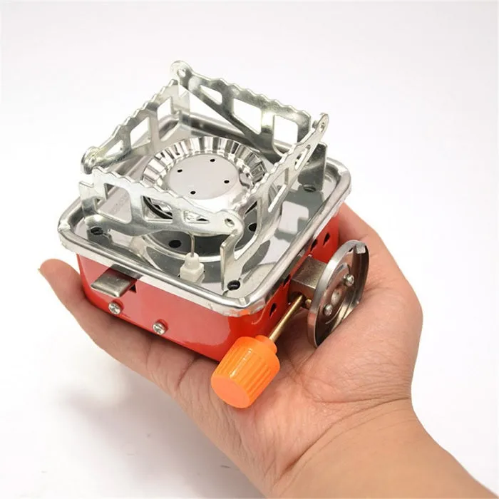 Mini Portable Outdoor Gas Stove, Butane Gas Burner For Outdoor Camping, Hiking, Picnic, Mini gas stove, Stainless Steel body, Folding Furnace, Camping Equipment