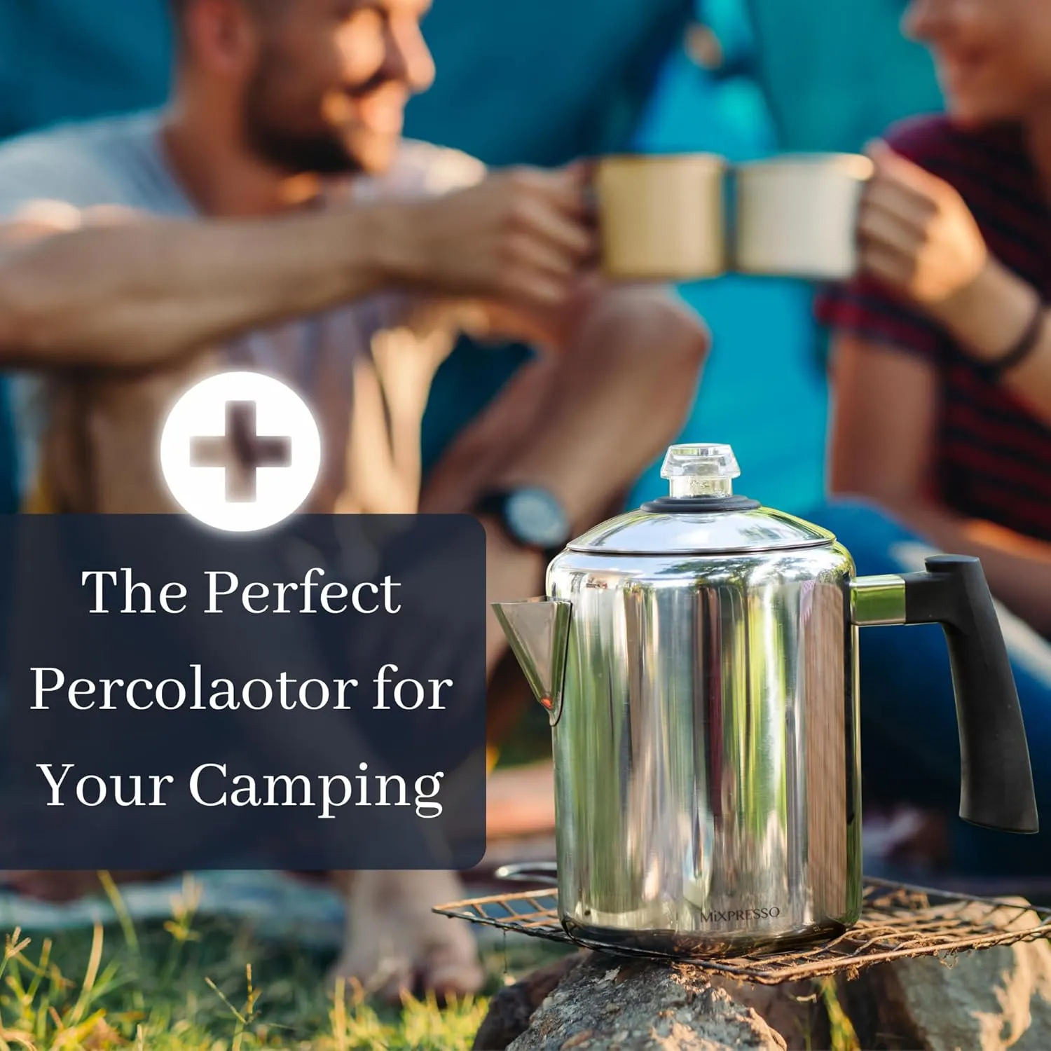 Mixpresso Stainless Steel Coffee Percolator Stovetop, 37oz Classic Percolator Coffee Pot, Excellent For Camping Pot, 5-8 Cup Stove Top Coffee Maker, Cool-Touch Handle