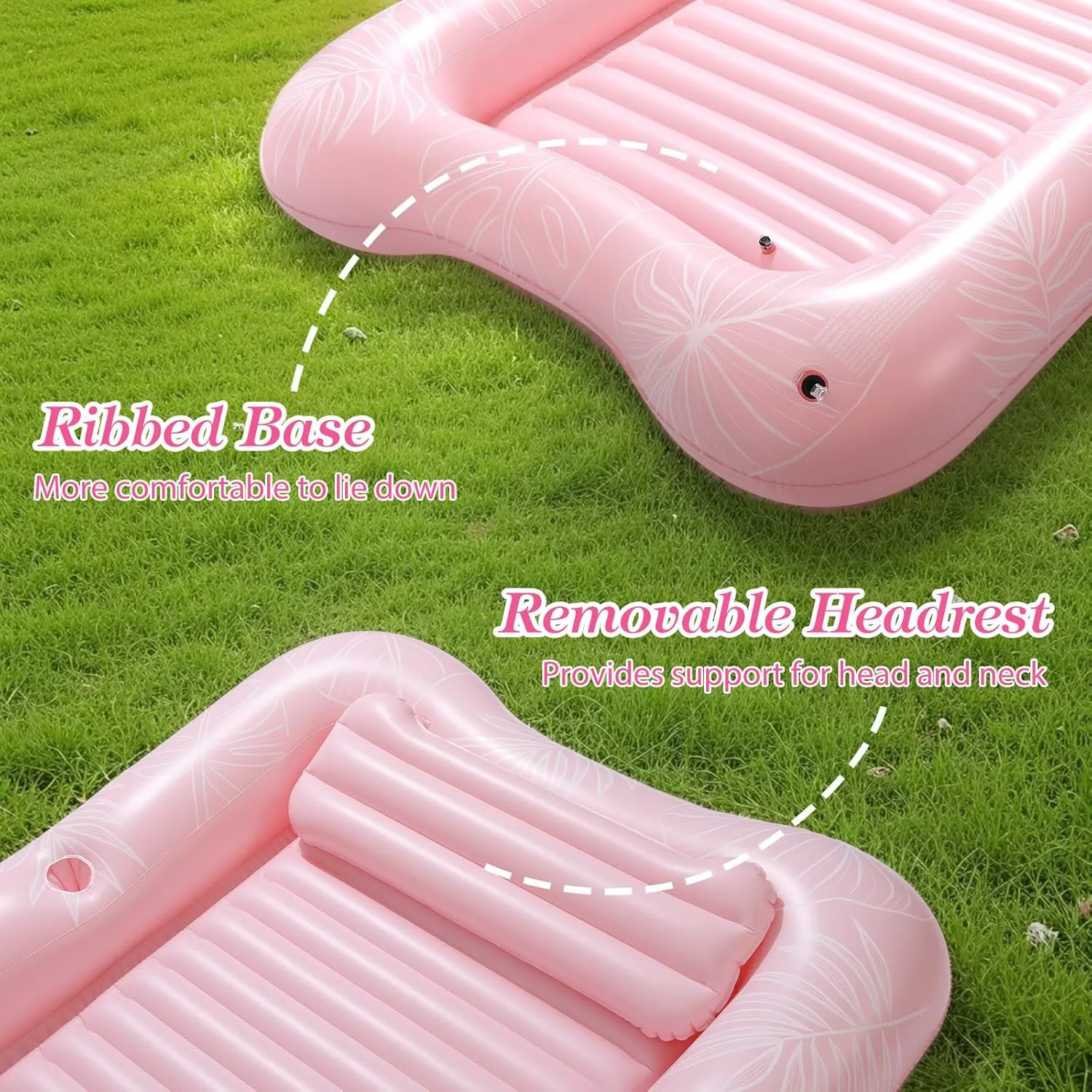 MoKo Pool Floats Adult, Large Floating Bed with Ice Bar, Tanning Bed Pool Raft Inflatable Lounger with Drink Holder Tanning Chair Inflatable Pool Toys for Party Beach Backyard
