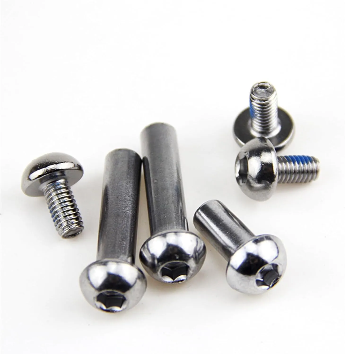 MTB Rear Shock Absorber Screw 25-86mm Full Suspension Mountain Bike Bolts M8 Semi-Round Hexagon Socket Locking Screws 4 Sets(Silver,56MM)
