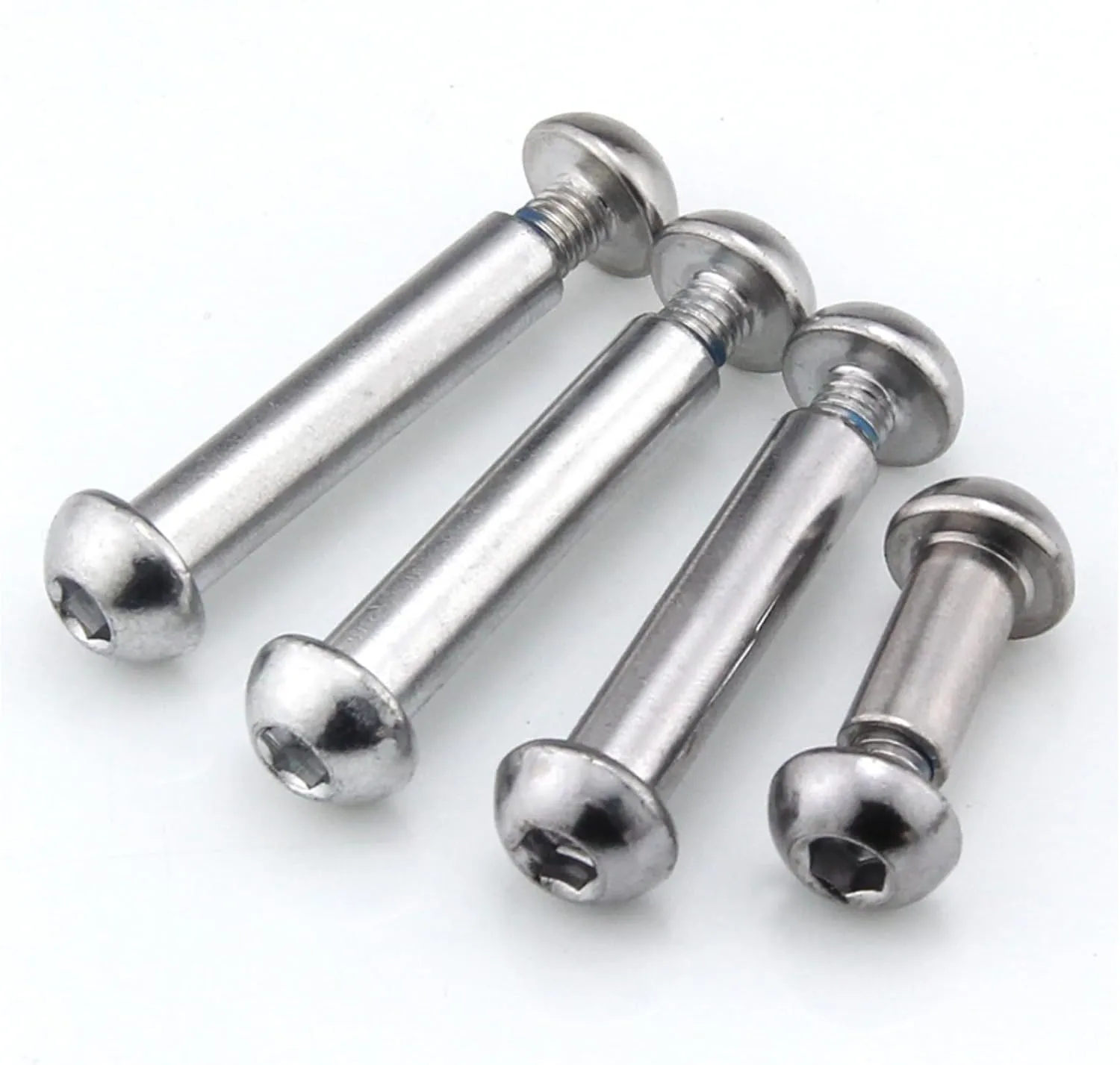 MTB Rear Shock Absorber Screw 25-86mm Full Suspension Mountain Bike Bolts M8 Semi-Round Hexagon Socket Locking Screws 4 Sets(Silver,56MM)