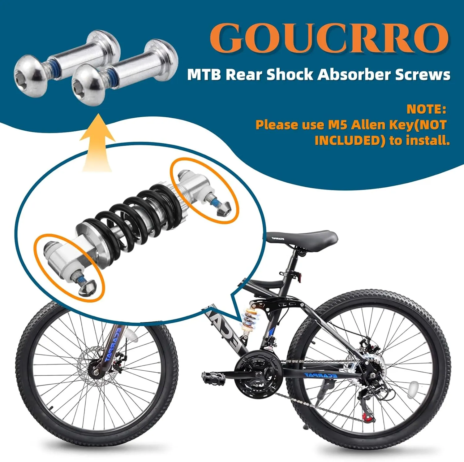 MTB Rear Shock Absorber Screw 25-86mm Full Suspension Mountain Bike Bolts M8 Semi-Round Hexagon Socket Locking Screws 4 Sets(Silver,56MM)