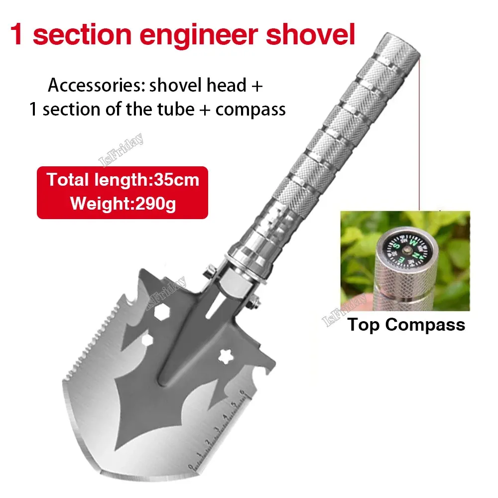 Multifunctional Outdoor Shovel 4-Section Pipe Fishing Folding Shovel Outdoor Camping Shovel Camping Shovel Garden Dig Tools Kit