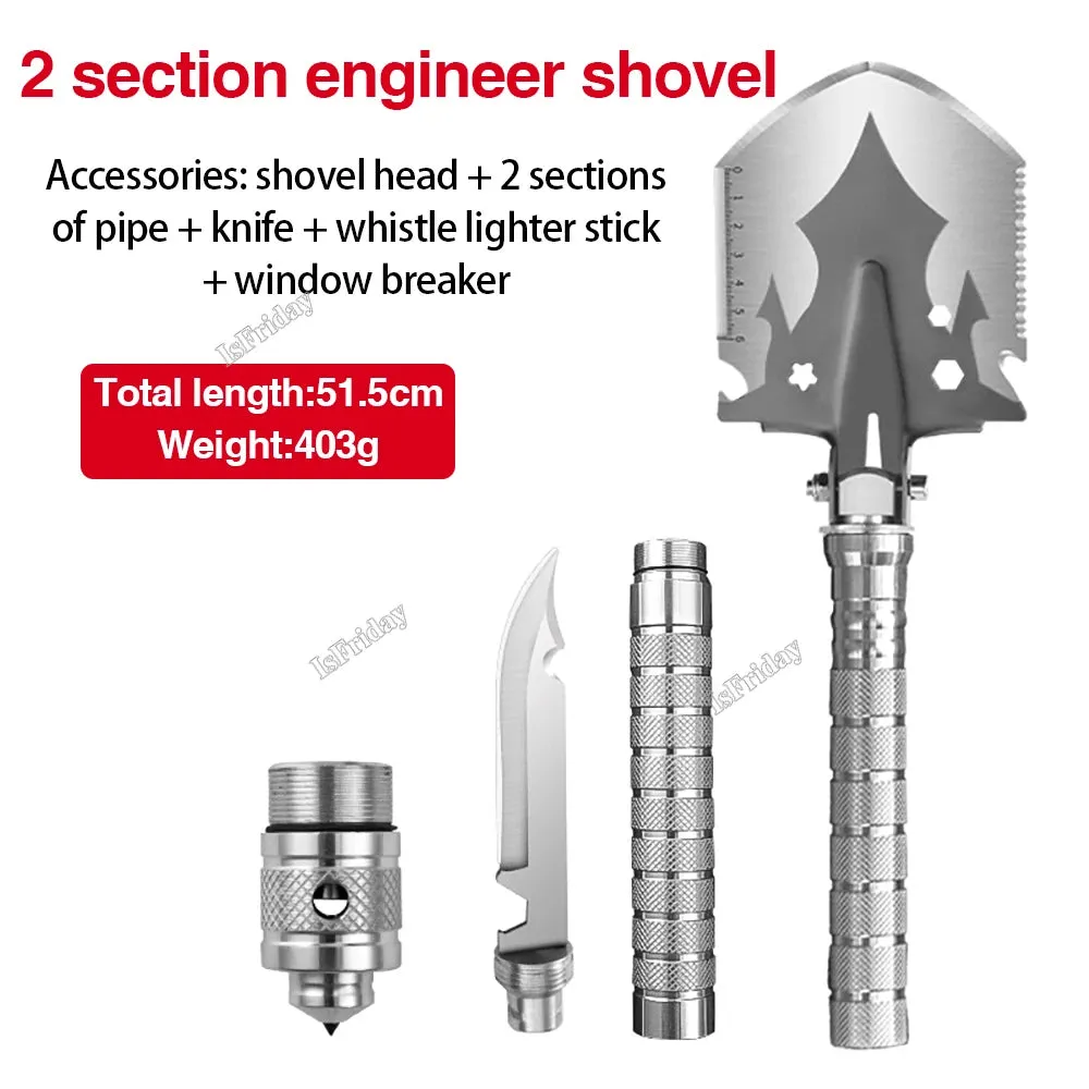 Multifunctional Outdoor Shovel 4-Section Pipe Fishing Folding Shovel Outdoor Camping Shovel Camping Shovel Garden Dig Tools Kit