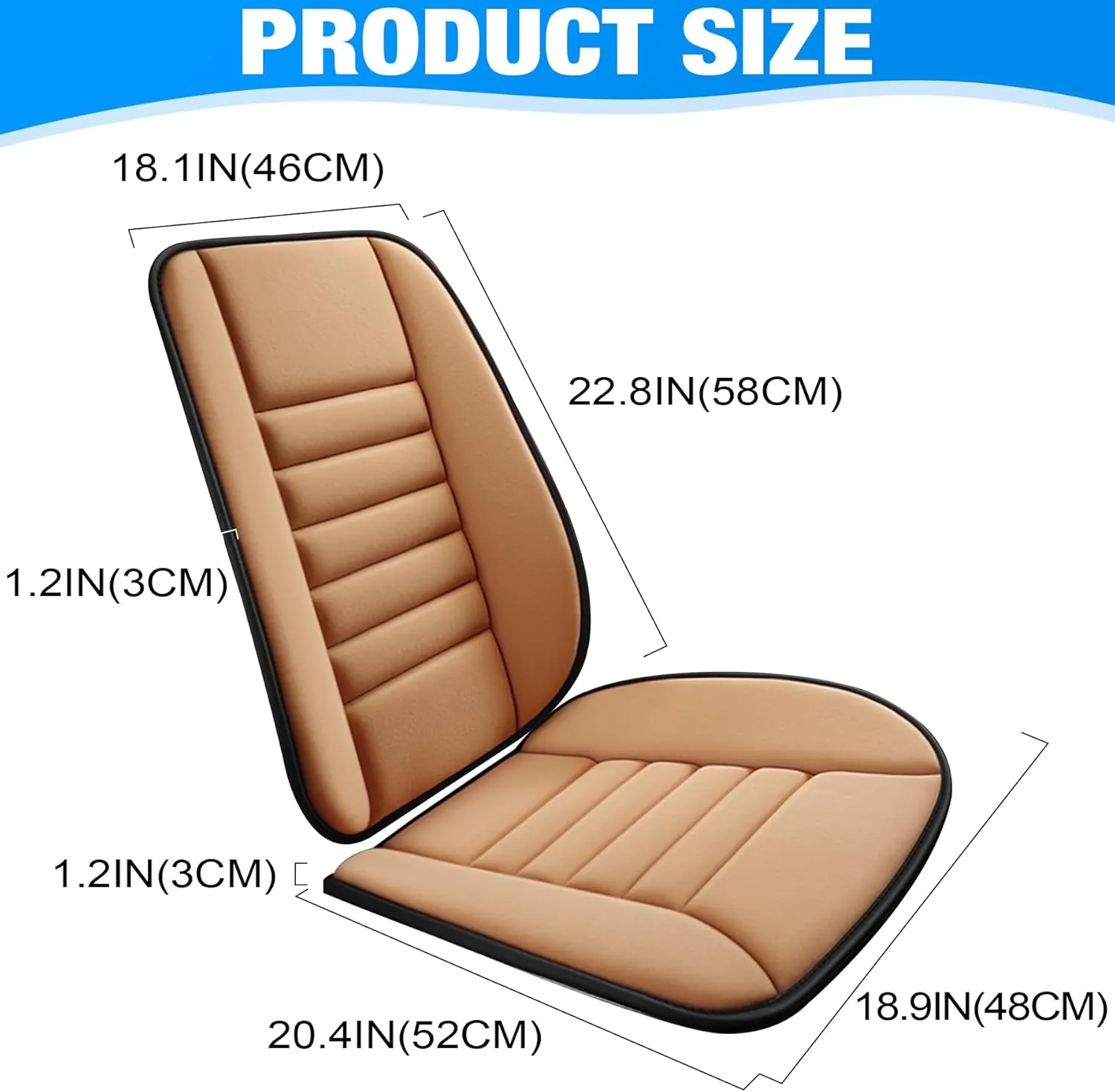 MYFAMIREA Car Seat Cushion and Back Support Pillow 1.2'' Thick Memory Foam Desk Chair Cushion Back Support for Automotive Seat Driver, Travel, Leg and Back Pain Relief, Washable, Adjustable, Orange