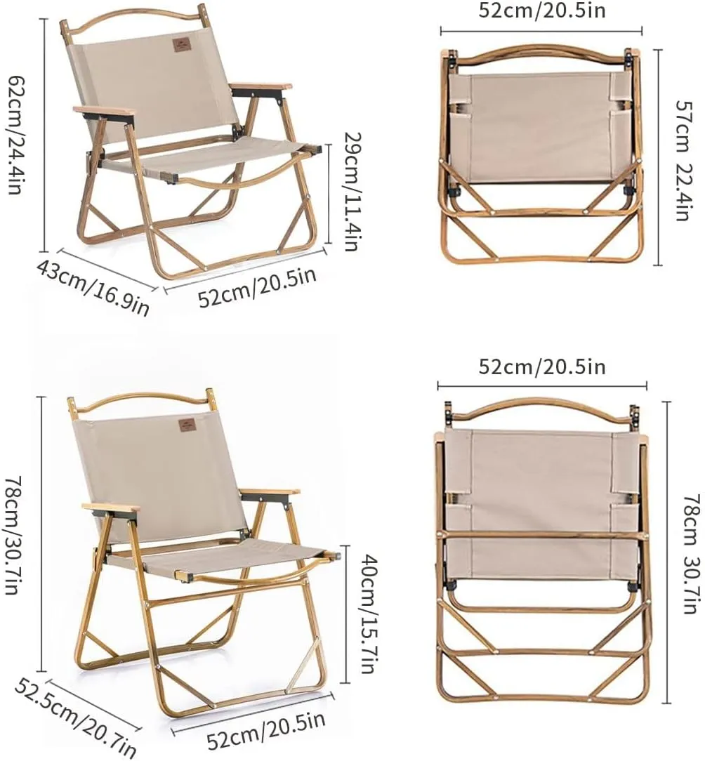Naturehike Camping Chair, Foldable Chair for Outdoor Garden, Large Khaki