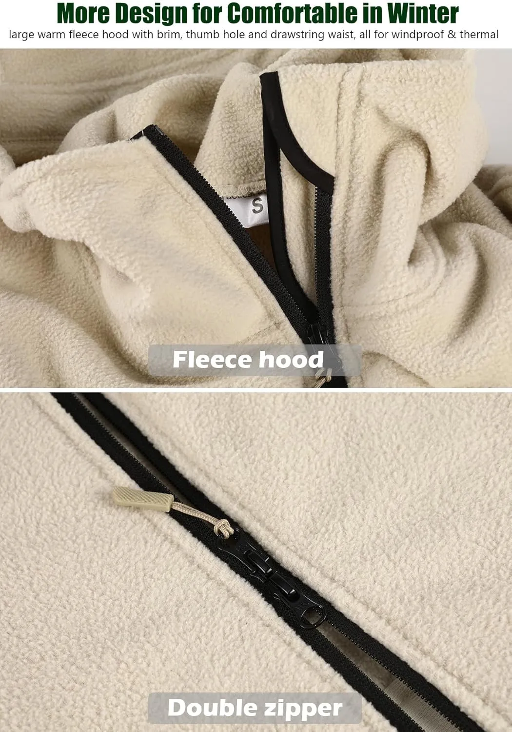 NAVEKULL Men's Tactical Hoodie Fleece Jacket Winter Warm Full-Zip Military Army Outdoor Hiking Coat with 7 Zip-pockets