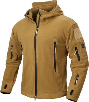NAVEKULL Men's Tactical Hoodie Fleece Jacket Winter Warm Full-Zip Military Army Outdoor Hiking Coat with 7 Zip-pockets