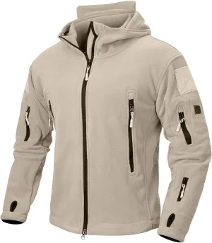 NAVEKULL Men's Tactical Hoodie Fleece Jacket Winter Warm Full-Zip Military Army Outdoor Hiking Coat with 7 Zip-pockets