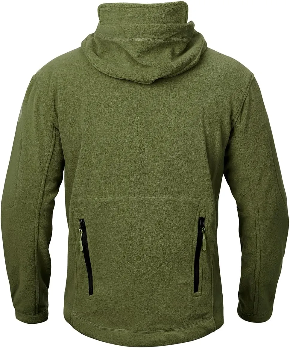 NAVEKULL Men's Tactical Hoodie Fleece Jacket Winter Warm Full-Zip Military Army Outdoor Hiking Coat with 7 Zip-pockets