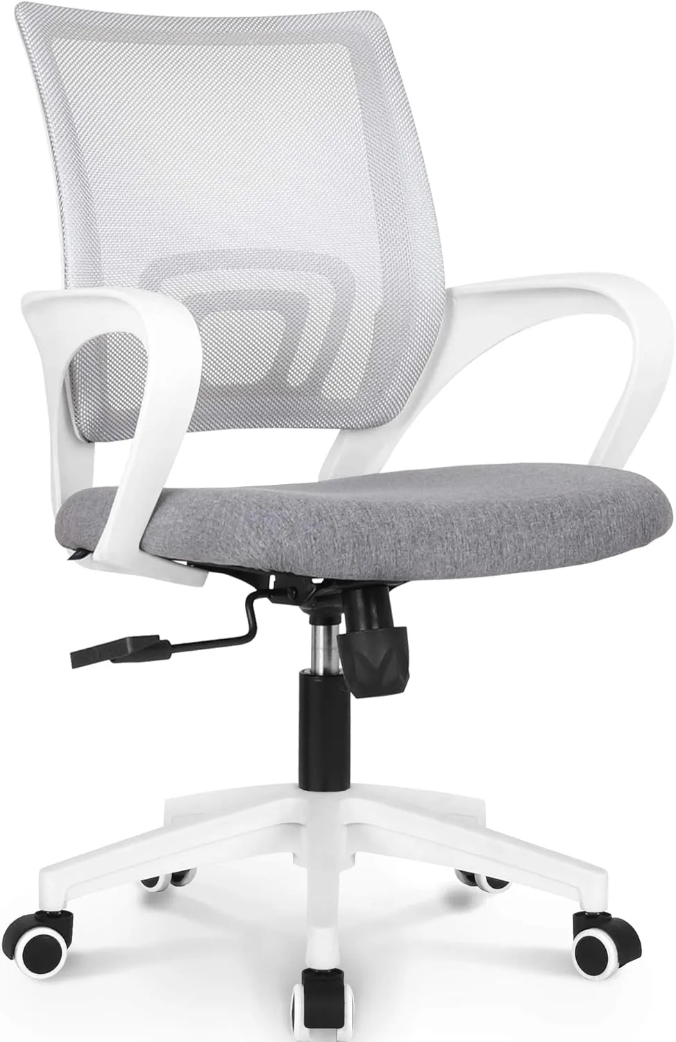 NEO CHAIR Office Desk Computer Chair Ergonomic Mesh Gaming Mid Back Seat with Comfy Lumbar Support Adjustable Height Swivel for Home Task (Grey)