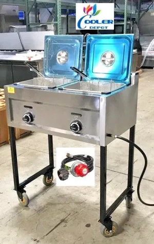 NEW Double Deep Fryer Portable Cart Propane/Gas Use Stainless Steel Model FY20