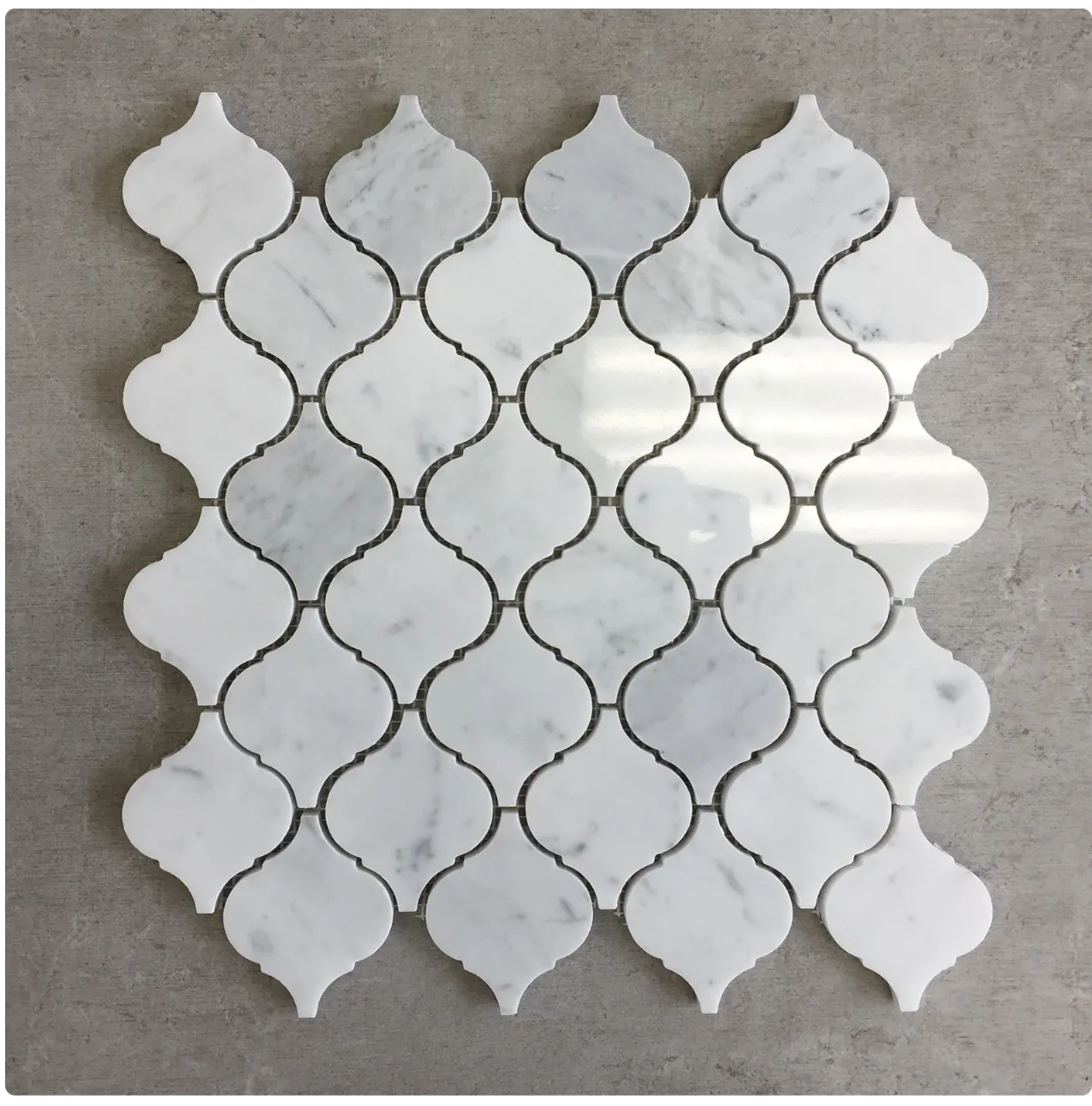 New SET OF 10 (12X12 SHEET) White Carrara Polished Lantern Marble Mosaic Tile, Covers 10 Sq. Ft!  Retails $340 