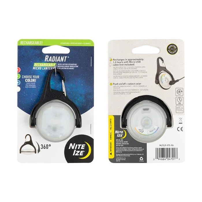 Nite Ize Radiant® Disc-O Select™ USB Rechargeable LED Color Changing Micro Lantern