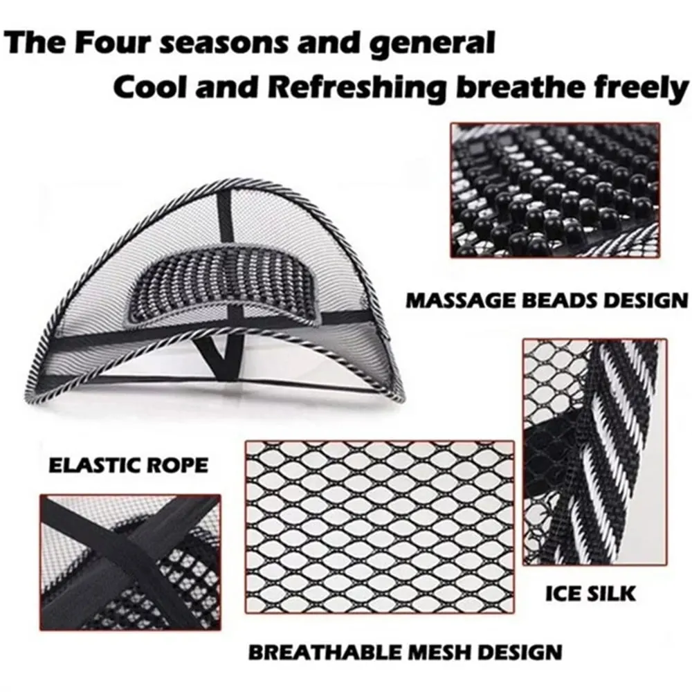 NOGIS Lumbar Support, Car Mesh Back Support with Massage Beads Ergonomic Designed for Comfort and Lower Back Pain Relief - Lumbar Back Support Cushion for Car Seat, Office Chair,Wheelchair
