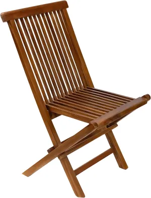 Nordic Style Folding Chair for Indoor and Outdoor Use - Patio, Balcony, Dining (Oiled Finish, Brown)