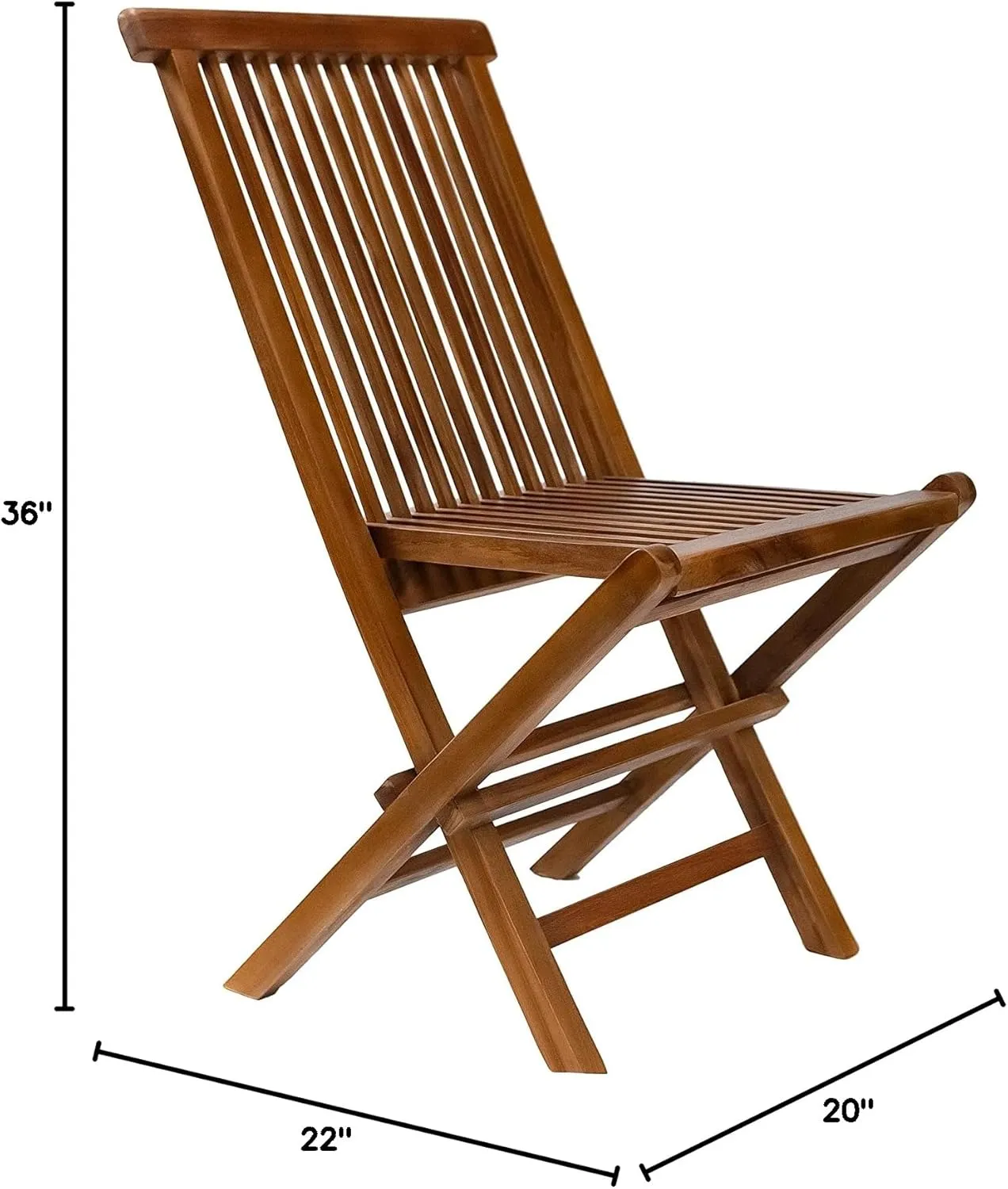 Nordic Style Folding Chair for Indoor and Outdoor Use - Patio, Balcony, Dining (Oiled Finish, Brown)